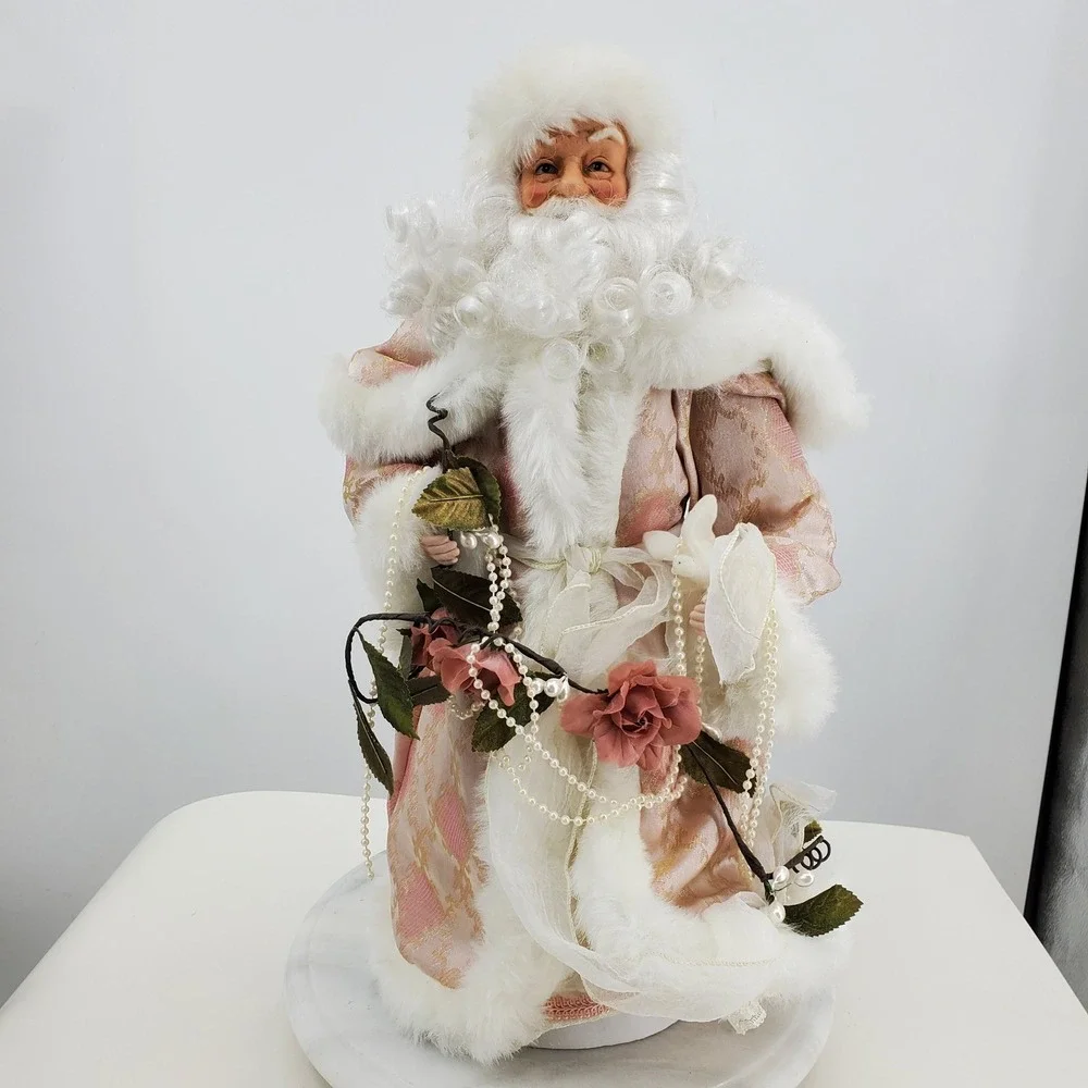 San Francisco Music Box Co Victorian Santa Pink Gold Musical God Rest Ye‎ Merry